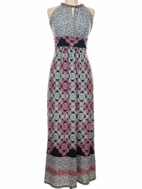 Navy and Pink Patterned Summer Maxi Dress (Wisp)
